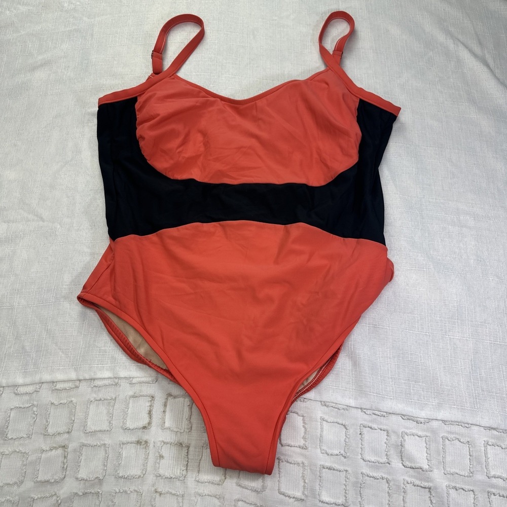 Magicsuit by Miraclesuit One Piece Swimsuit Coral Black Colorblock Size 10